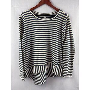 Cabi Womens Striped Long Sleeve Top S Cotton Blend